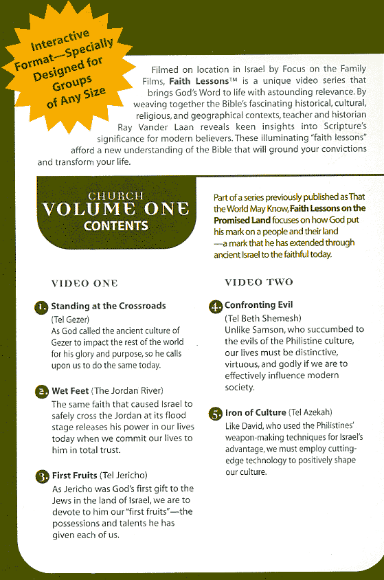 Part of the back cover of this video pack. Order line: 1-800-332-2261