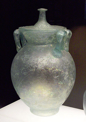 Copyrighted © image / Ancient Roman blown glass urn found in Italy (1-300 AD)