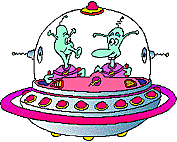 Cartoon Aliens in Spaceship