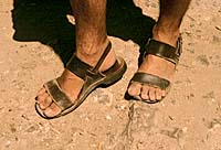 Sandalled feet. Photo copyrighted. Courtesy of Films for Christ.