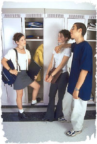 High school students at locker. Photo copyrighted.