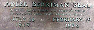 Grave marker of Adler Berriman Seal—July 16, 1939-February 19, 1986
