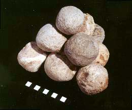 Bronze Age slingstones. Photo copyrighted, ABR.