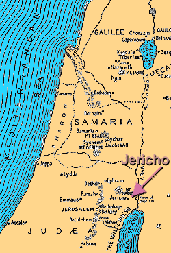 Map of ancient Israel showing location of Jericho. Copyrighted.