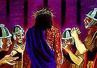 Jesús es coronado con espinas. Copyrighted.