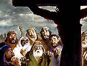 Çarmiha gerilmiş olan İsa'yı seyredenler (Tanrı Öyküsü'nden bir resim, telif hakları saklıdır)