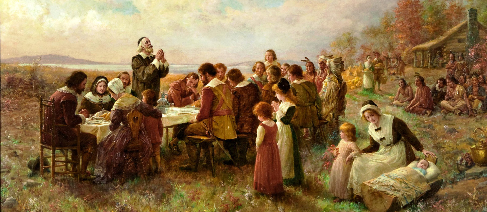 The First Thanksgiving. Artist: Jennie Augusta Brownscombe