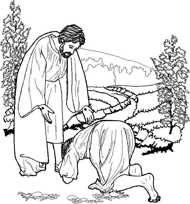 当托马斯在复活以后明白耶稣的时候,他感受到在耶稣手和脚中的钉子伤口.托马斯在耶稣以前跪下和宣布他是他的主和他的上帝.