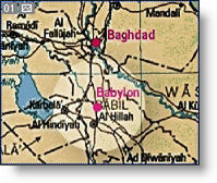 The ancient city of Babylon was located in central eastern Iraq, south of Baghdad