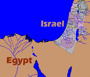 Map of Egypt and Israel. Copyrighted.