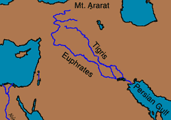 Map showing Tigris and Euphrates rivers. Copyrighted, Films for Christ.