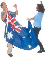 Australians holding flag.