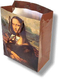 Shopping bag with photo of Mona Lisa. Copyrighted photograph.